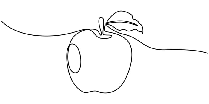 continuous line drawing of apple fruit vector