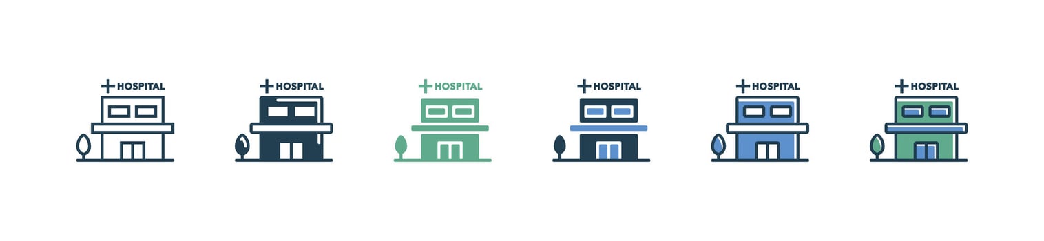 clinic house hospital building icon set medicals simple health care service architecture illustration for web and app vector