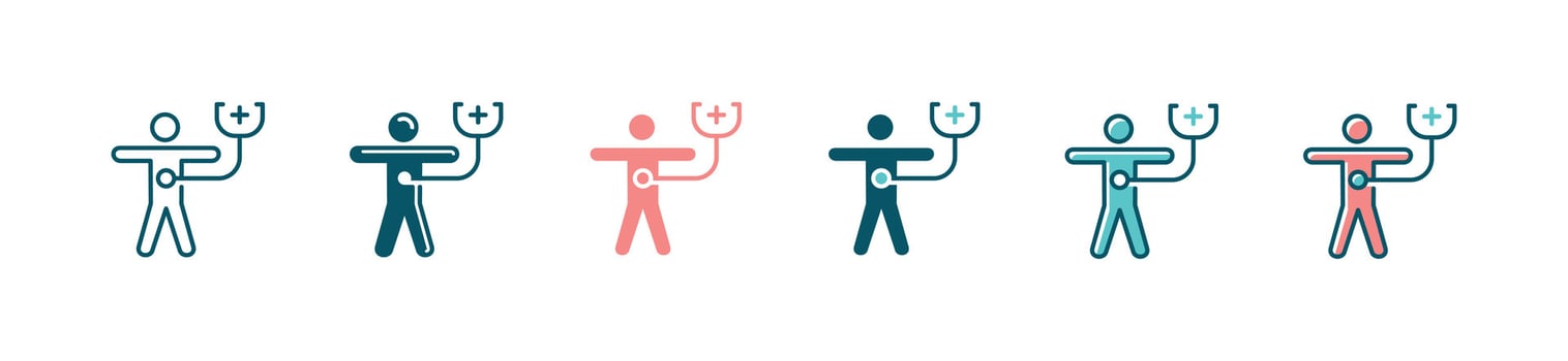 patient medical checkup with stethoscope icon set health care diagnosis analysis illustration vector