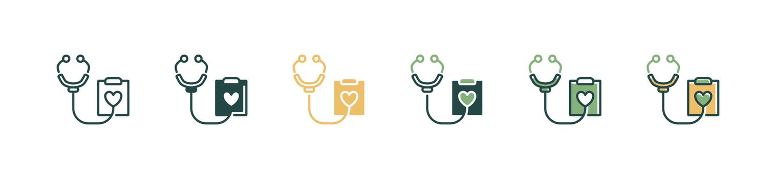 doctor tool stethoscope icon set heartbeat cardiology diagnose report illustration heart pulse treatment medical equipment symbol vector
