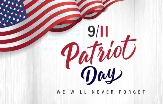 9.11 Patriot day USA Never forget rip card with american flag frame vector