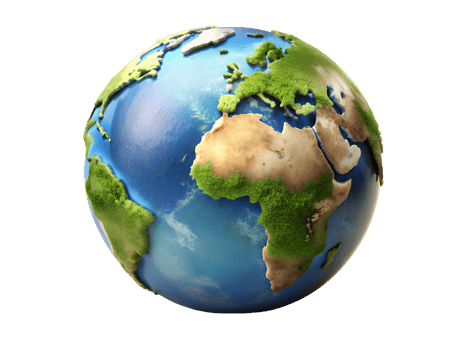 PNG earth globe with detailed continents transparent background