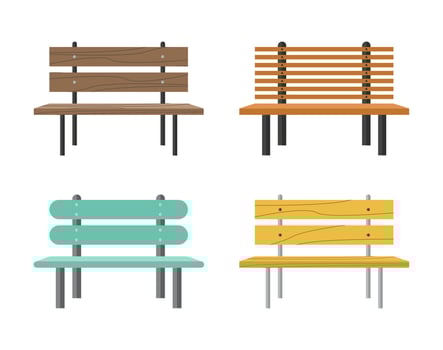 Park benches icon set. Outdoor furniture concept for relaxation. vector