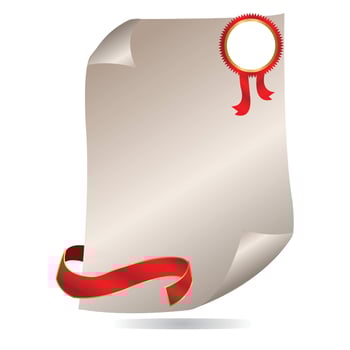 blank certificate or poster template with red ribbon mockup vector