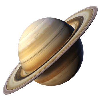 A detailed view of Saturn's rings and atmosphere captured from a distant perspective in space exploration, transparent png