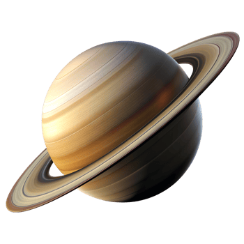 A detailed view of Saturn showcasing its majestic rings and unique banded atmosphere in the vastness of space, transparent png