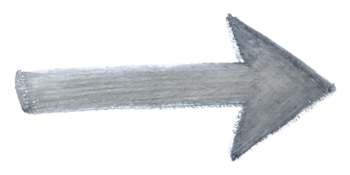 A gray arrow pointing right drawn in chal, cut out transparent png