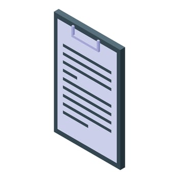 Clipboard showing text document, isometric icon vector illustration