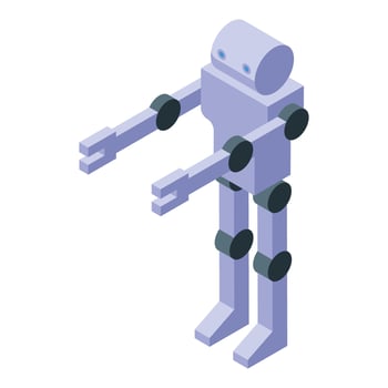 Modern robot standing with arms outstretched isometrically vector