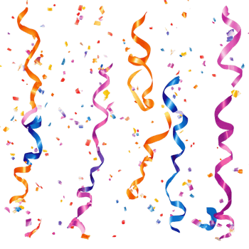 Confetti and ribbons, colorful party decorations, illustration on a transparent background. png
