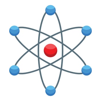 Atom particles circling around nucleus icon illustration vector