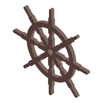 Wooden ship steering wheel navigating on white background vector