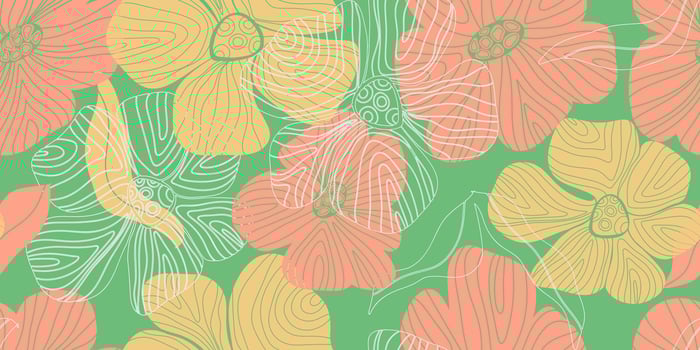 a floral pattern with orange and green colors vector