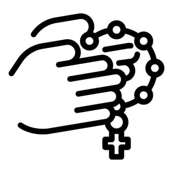 Hands holding rosary praying to god catholicism vector