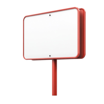 Red Digital Billboard with White Screen on Transparent background png