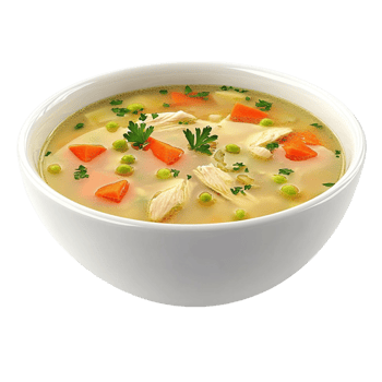 White Bowl of Carrot and Chicken Soup on Transparent background png