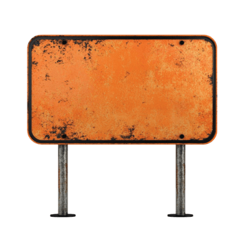 Rusty Orange Sign with White Border on Transparent background png