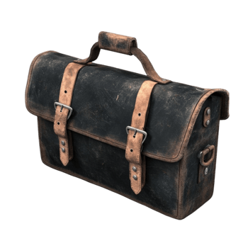 Vintage Black Leather Suitcase on Transparent background png