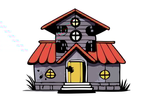 Haunted house with spooky windows. Concept of Halloween vector
