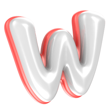 W Font Red And White 3D Rendering png