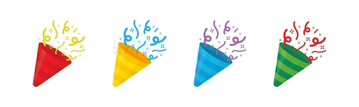 Confetti Popper. Party popper emoji. Party popper illustration. Popper icons. Party popper with confetti. vector