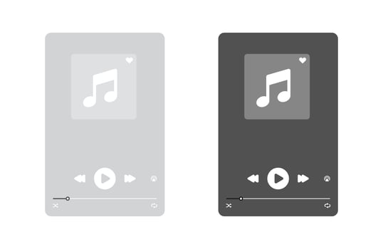Music player design. Music media player interface template. Music application interface. Music player vector