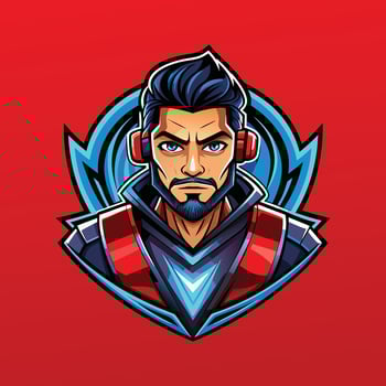 Man with headphones mascot logo icon design vector
