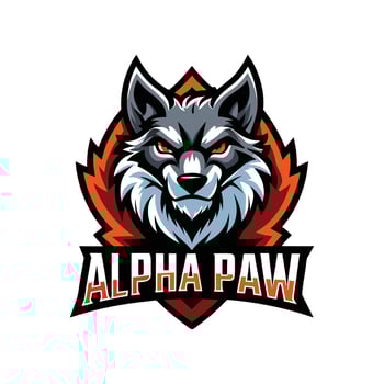 Wolf mascot logo icon design with text alpha paw badge style isolated vector