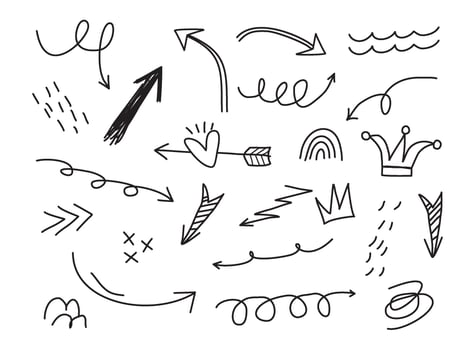 Arrow handwritten set vector