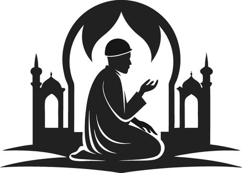 Muslim Praying silhouette praying symbol vector