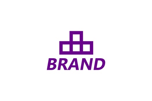 Modern purple stacked blocks logo. Perfect for tech, construction, and architecture brands. Minimalist and modern aesthetic. vector