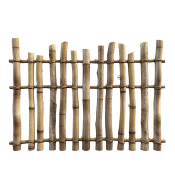 Wooden Fence Made of Varying Length Bamboo Sticks png