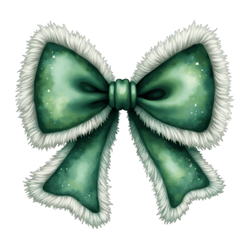 green bow with fluffy white edges cutouts png