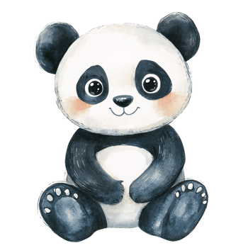 A panda bear is sitting on the ground png