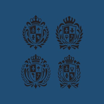 Royal Heraldic Crests with Laurel Wreaths vector