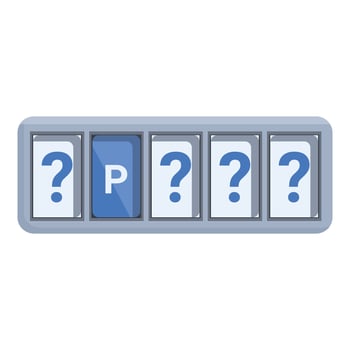 Parking system showing empty space with question marks around vector