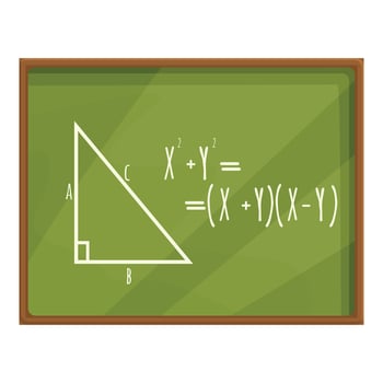 Green chalkboard showing pythagorean theorem equation vector