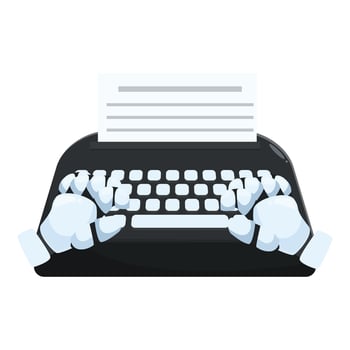 Robot hands typing on typewriter artificial intelligence concept vector