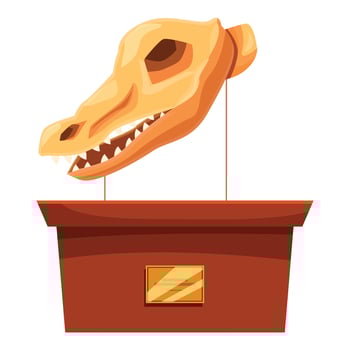Dinosaur skull exhibit standing on museum stand for paleontology vector