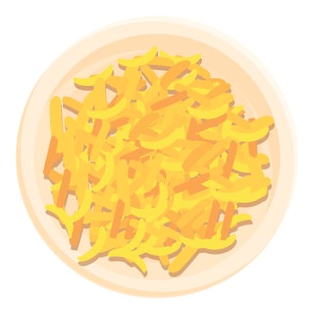 Plate with grated cheese lying on plate vector