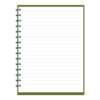Blank spiral notepad with green cover is open vector