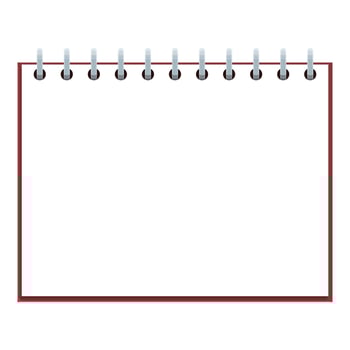 Blank white page with red cover and spiral binding for notes vector