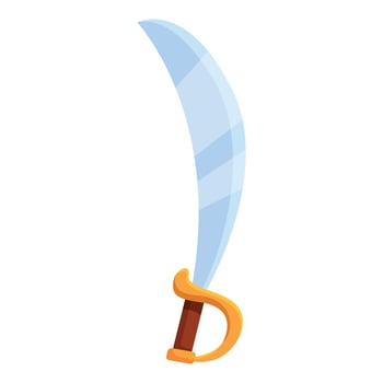 Curved shiny pirate cutlass sword with golden hilt vector