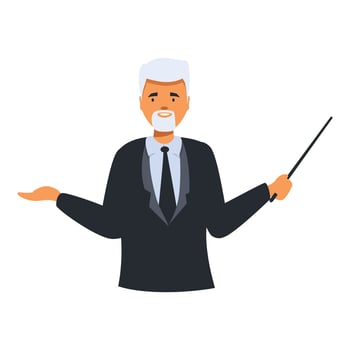 Senior businessman pointing with pointer stick making presentation vector
