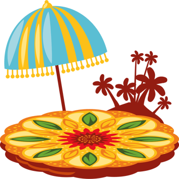 umbrella on rangoli arrangement png