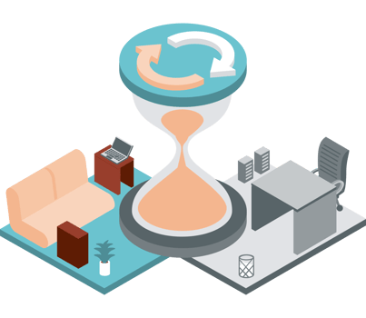 hybrid working remotely flexible time png