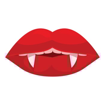 Scary red lips showing fangs baring teeth for halloween vector