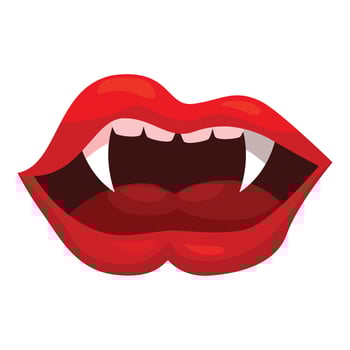 Red vampire lips showing fangs baring teeth vector