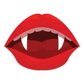 Red vampire lips showing fangs illustration vector