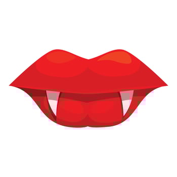 Cartoon illustration of red vampire lips showing fangs vector